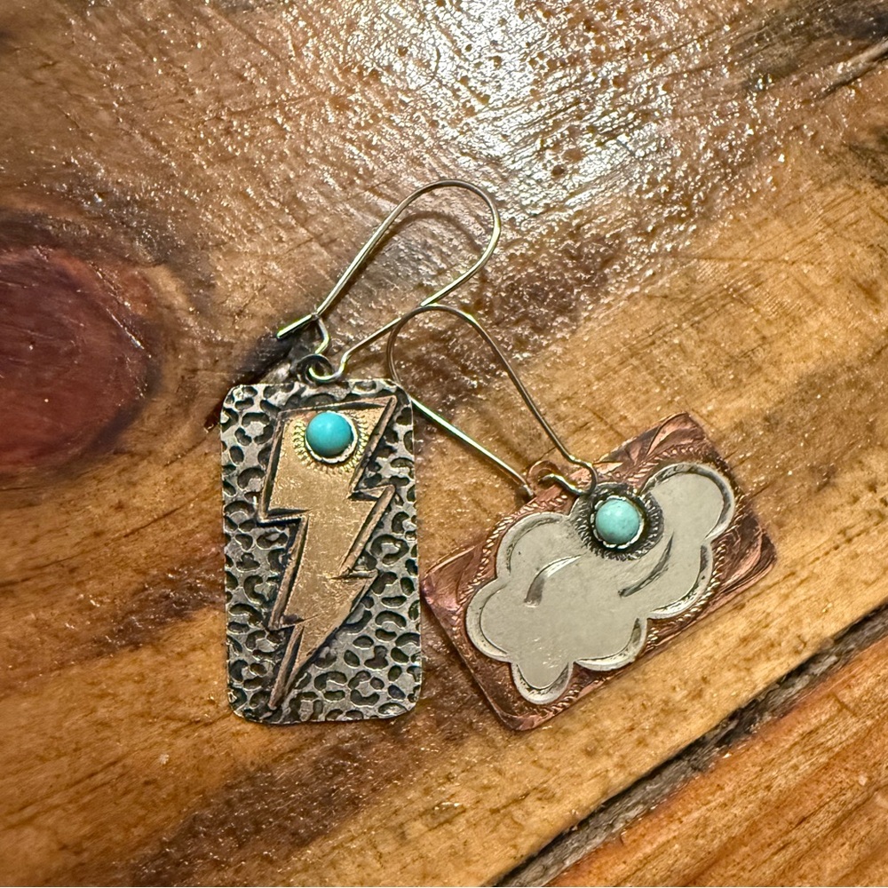 Thunder and lightning handmade earrings